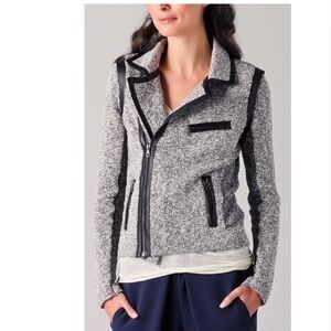 Rag And Bone Hart Tweed Knit Moto Jacket XS Gray Leather Trim Edgy Cool Classic